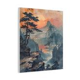 Sunset Mountain Landscape Canvas Print — Misty Pine Cliff Wall Art - The Art Hub