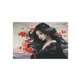 Metal Art Elegant Geisha Portrait Wall Art with Red Poppies | Asian-Inspired Decorative Metal Art - The Art Hub