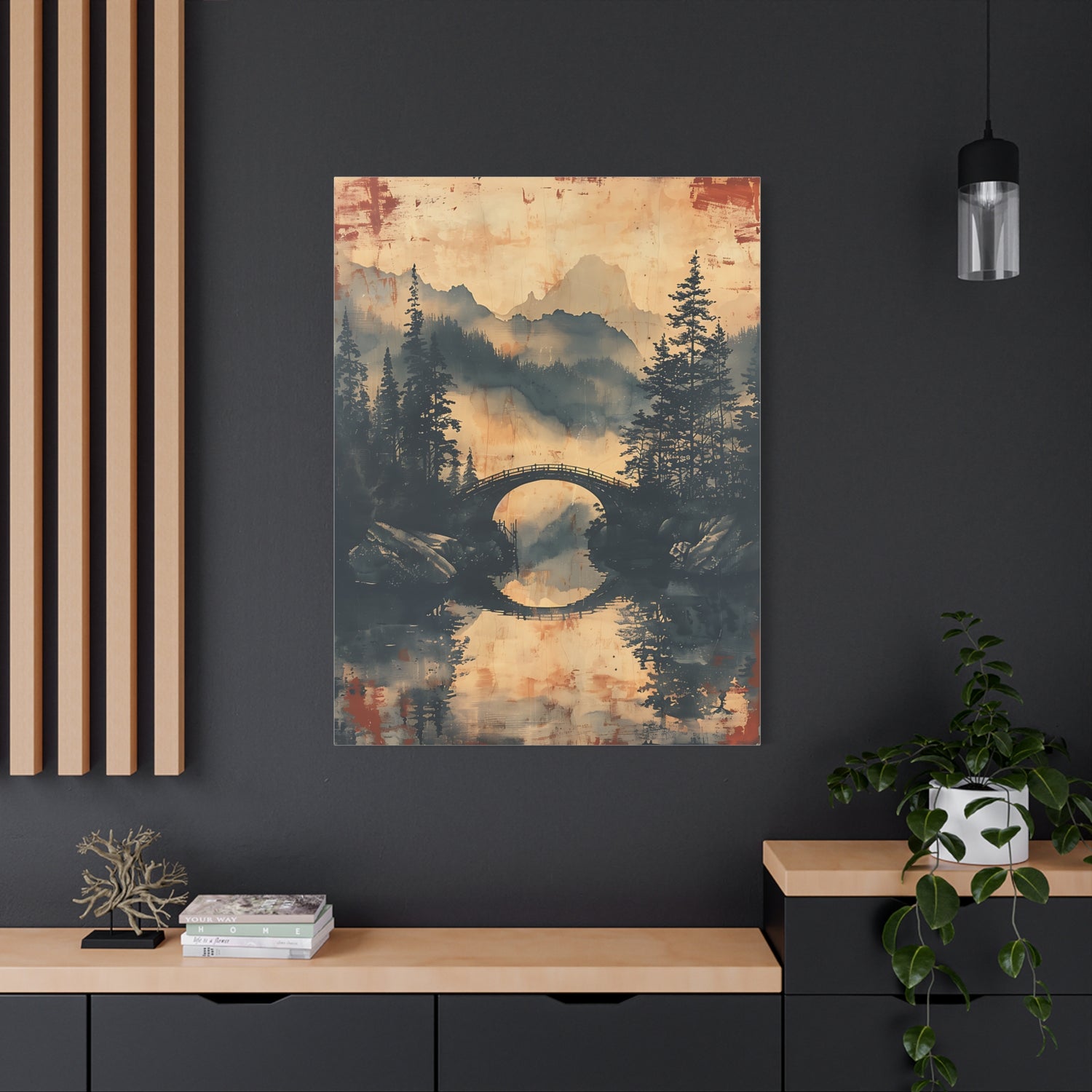 Chinese Landscape Painting Art — Misty Forest Landscape Matte Stretched Print - The Art Hub