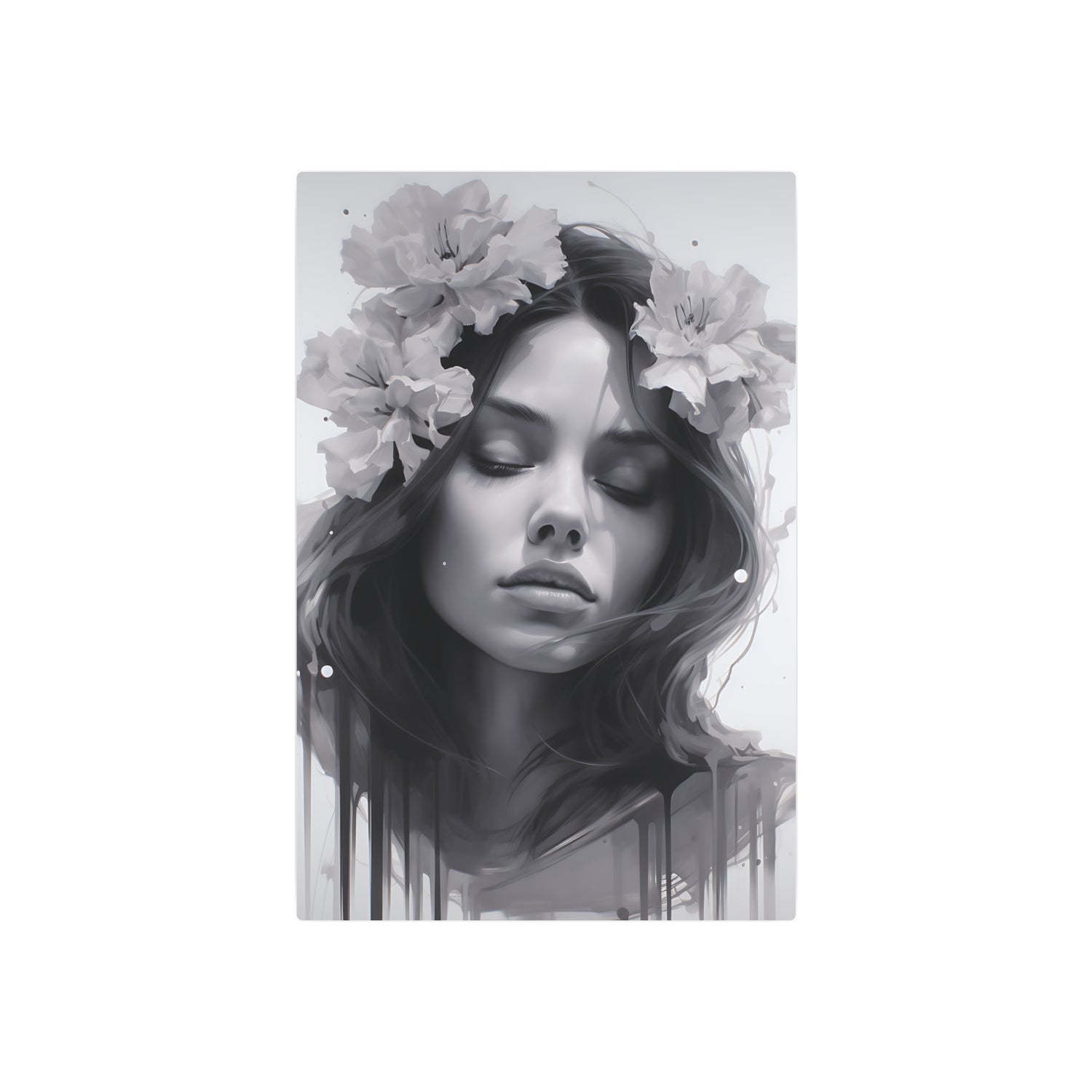 Metal Art — Beautiful Girl Floral Portrait Wall Decor - The Art Hub