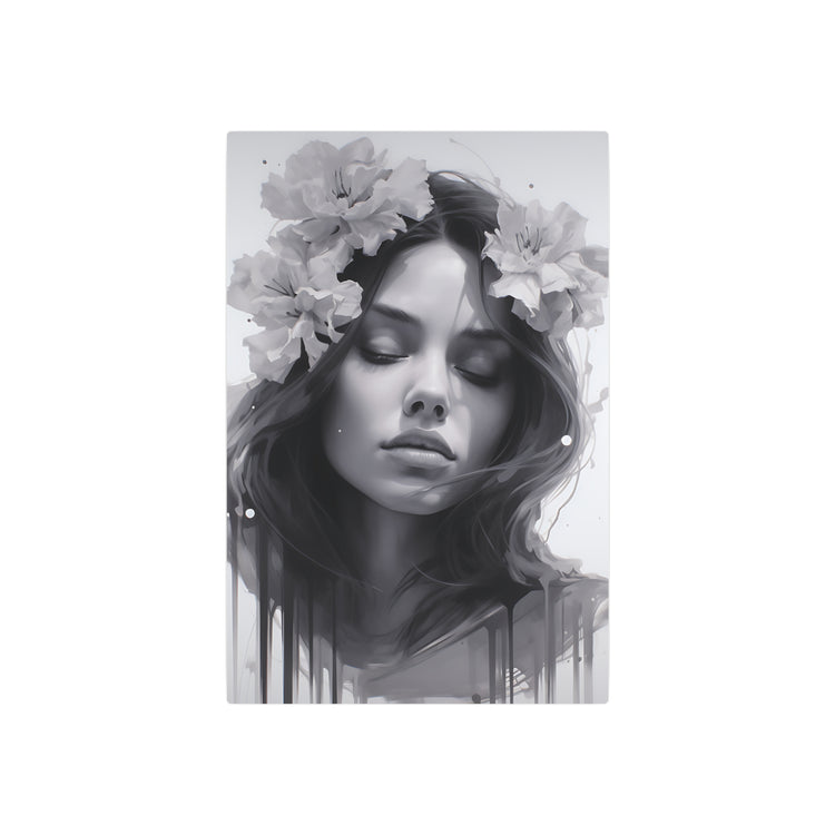 Metal Art — Beautiful Girl Floral Portrait Wall Decor - The Art Hub