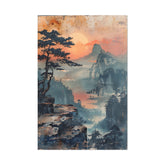 Sunset Mountain Landscape Canvas Print — Misty Pine Cliff Wall Art - The Art Hub