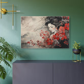 Oriental Geisha Metal Art Floral Japanese Wall Decor - The Art Hub