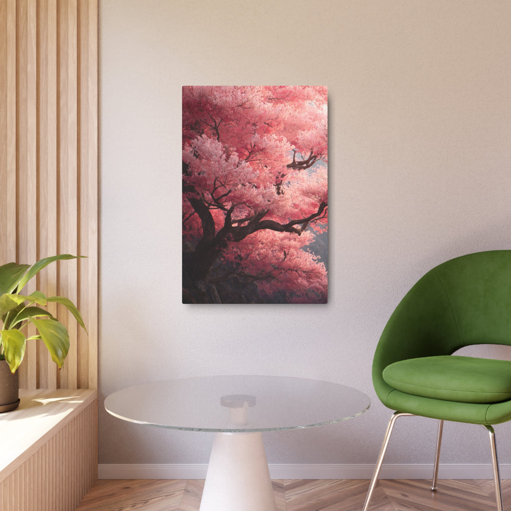 Cherry Blossom Metal Art Sign — Pink Sakura Wall Decor