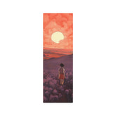 Sunset Meadow Metal Art — Girl Walking Through Lavender Field Wall Decor - The Art Hub
