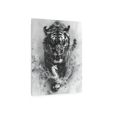 Tiger Metal Art — Dramatic Black & White Running Tiger Wall Decor - The Art Hub