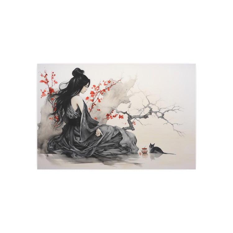 Metal Art Asian-Inspired Geisha with Cherry Blossoms Wall Art - The Art Hub