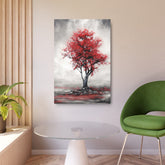 Red Tree Metal Art Sign Modern Abstract Wall Decor - The Art Hub