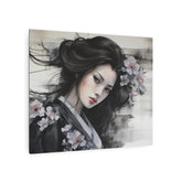 Metal Art Elegant Geisha Portrait Wall Decor with Cherry Blossoms - The Art Hub