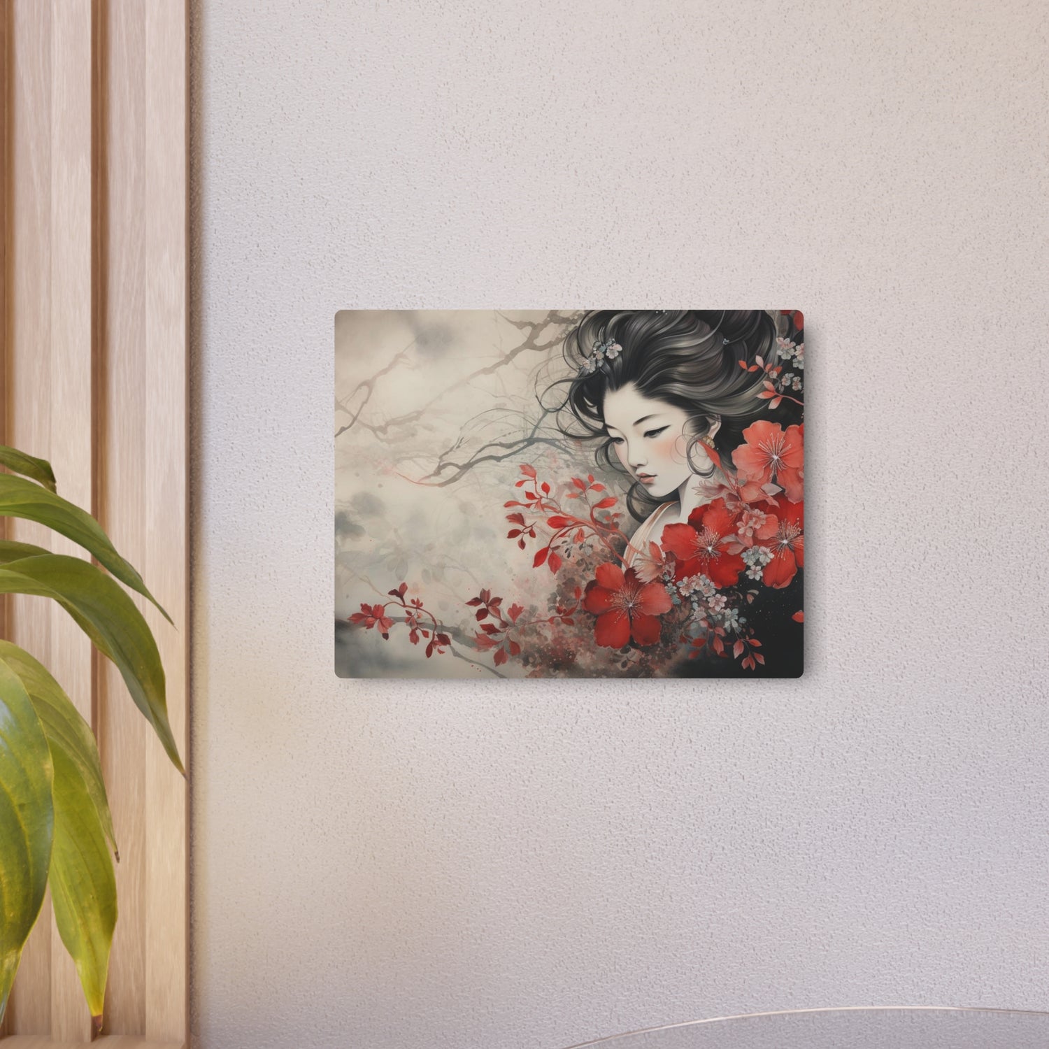 Oriental Geisha Metal Art Floral Japanese Wall Decor - The Art Hub