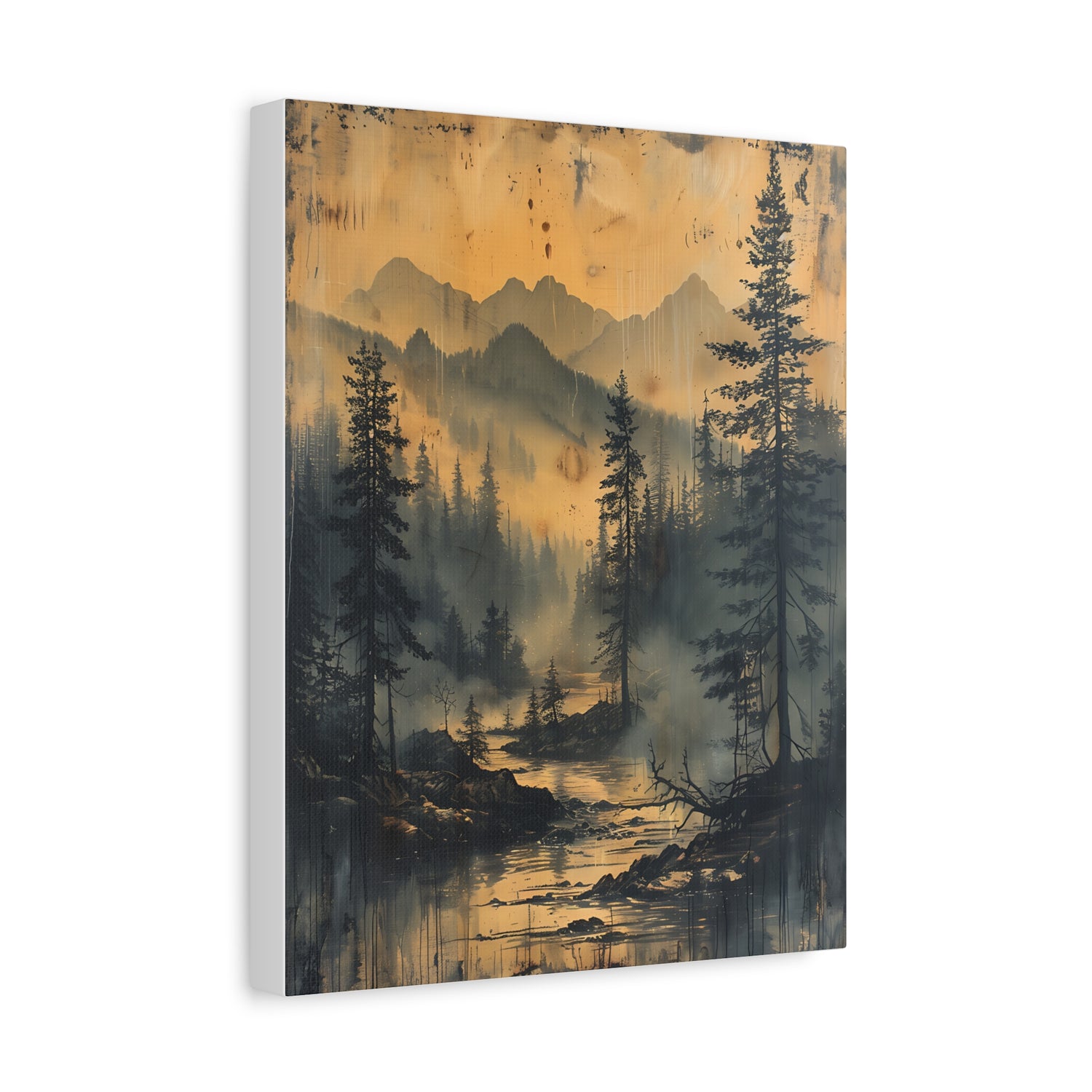 Mountain Mist Landscape Canvas Art— Rustic Pine Forest Wall Art - The Art Hub