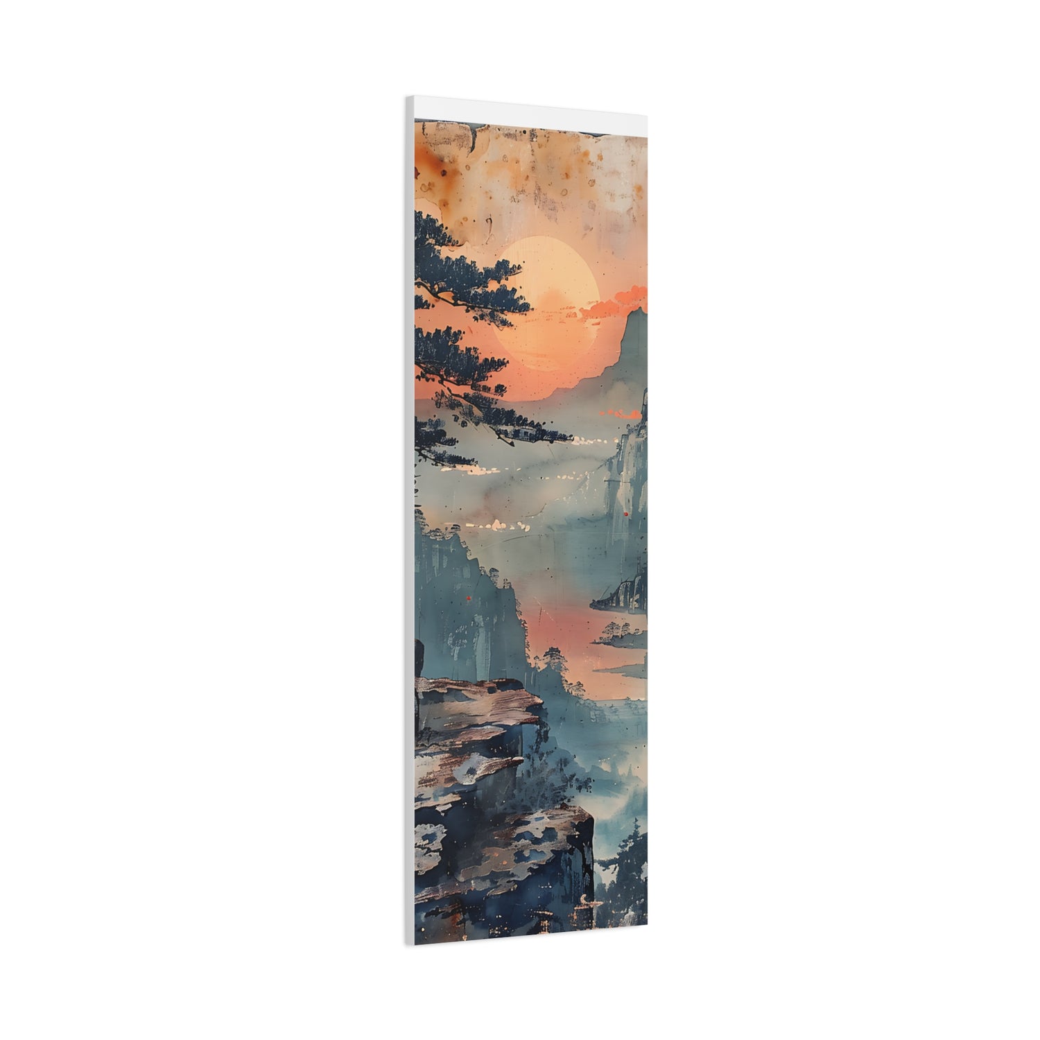 Sunset Mountain Landscape Canvas Print — Misty Pine Cliff Wall Art - The Art Hub