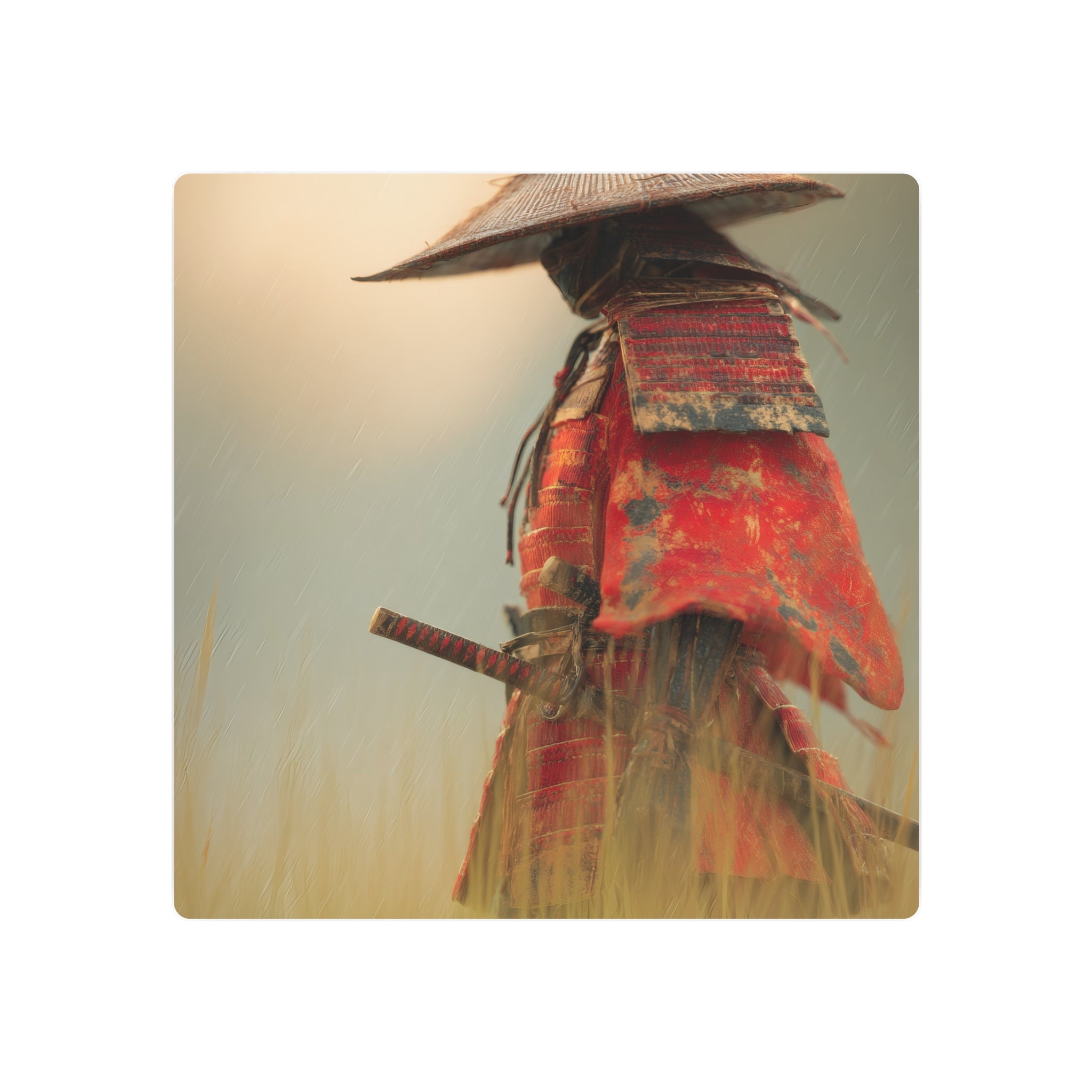 Samurai Metal Art Sign — Vintage Red Armor Wall Decor
