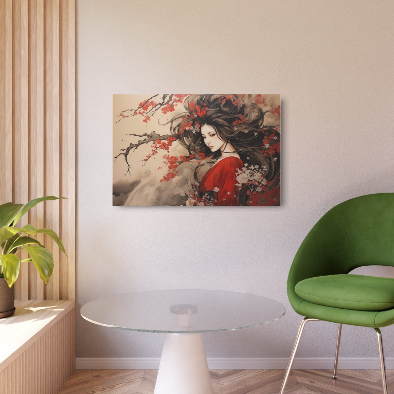 Metal Art Japanese Geisha Cherry Blossom Wall Decor - The Art Hub
