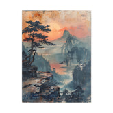 Sunset Mountain Landscape Canvas Print — Misty Pine Cliff Wall Art - The Art Hub