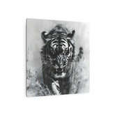 Tiger Metal Art — Dramatic Black & White Running Tiger Wall Decor - The Art Hub