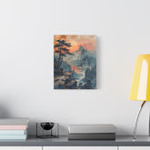 Sunset Mountain Landscape Canvas Print — Misty Pine Cliff Wall Art - The Art Hub