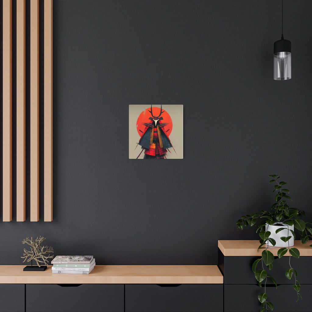 Samurai Metal Art Sign — Red Sun Warrior Wall Decor