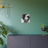 Metal Wall Art Sign — Monochrome Portrait of Woman with Floral Accents - The Art Hub