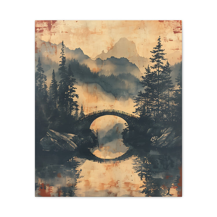 Chinese Landscape Painting Art — Misty Forest Landscape Matte Stretched Print - The Art Hub