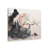 Metal Art Asian-Inspired Geisha with Cherry Blossoms Wall Art - The Art Hub