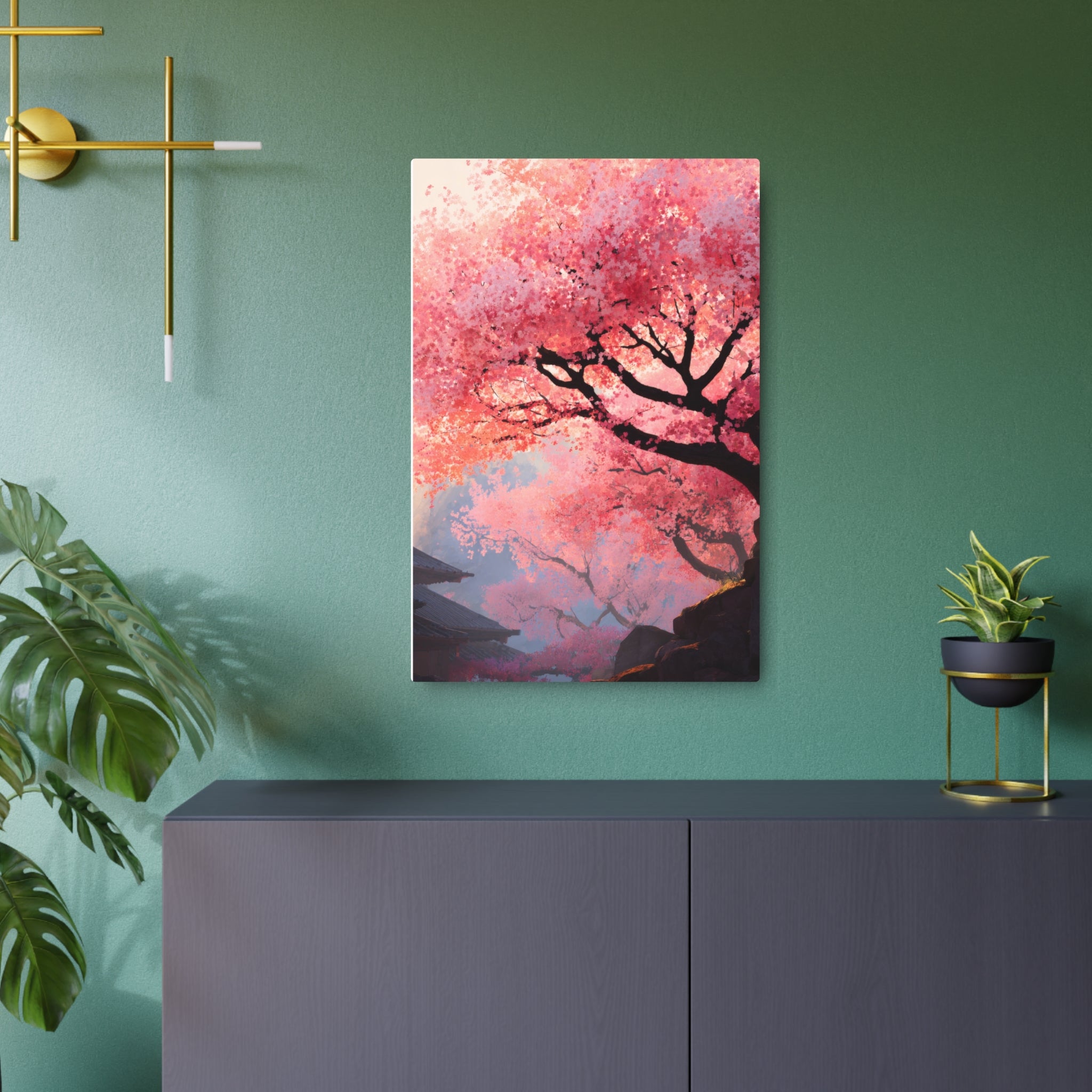 Cherry Blossom Metal Art Sign – Japanese Sakura Wall Decor