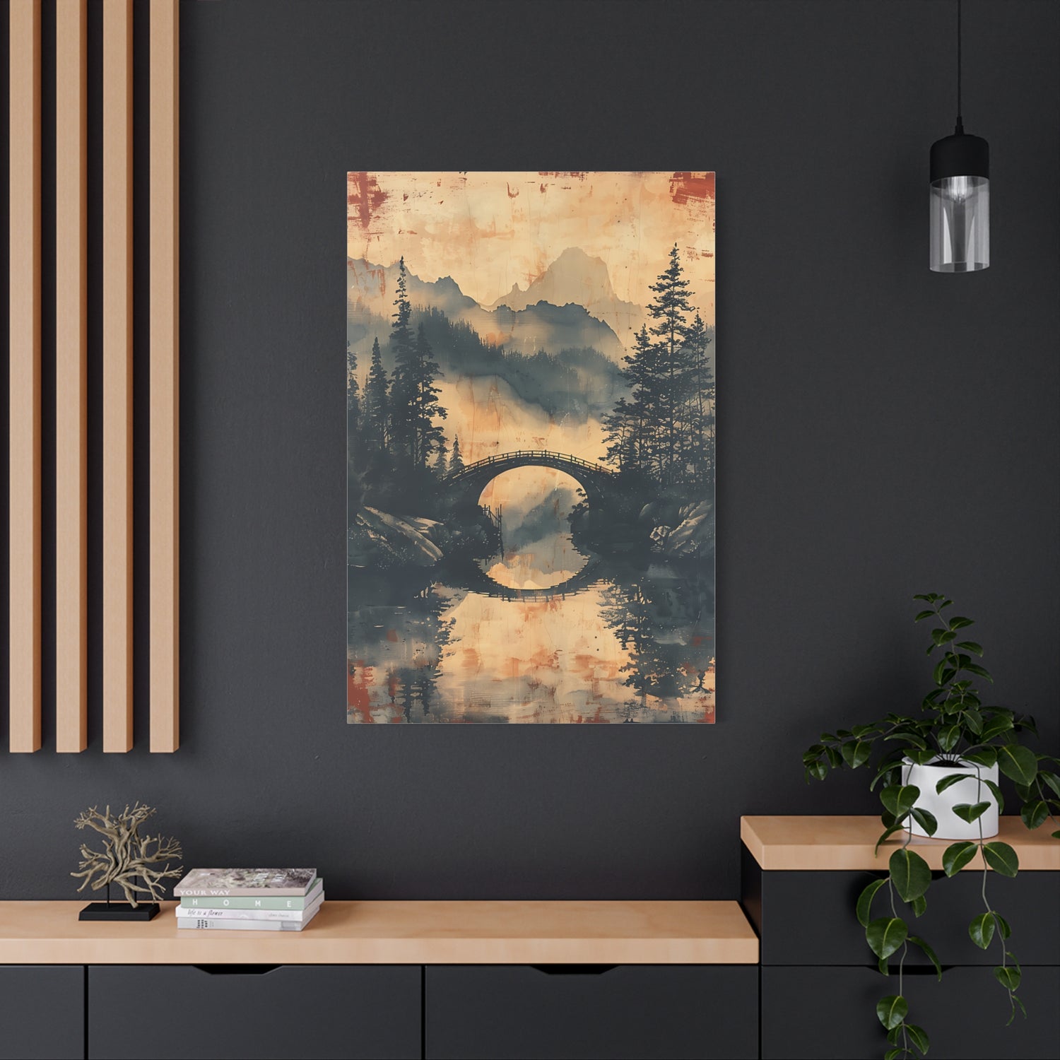 Chinese Landscape Painting Art — Misty Forest Landscape Matte Stretched Print - The Art Hub