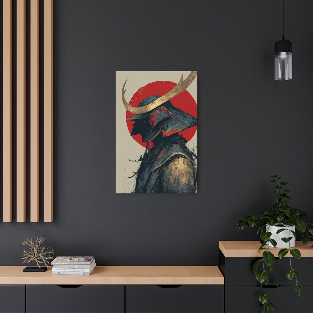 Samurai Helmet Metal Art Sign — Japanese Warrior Wall Decor