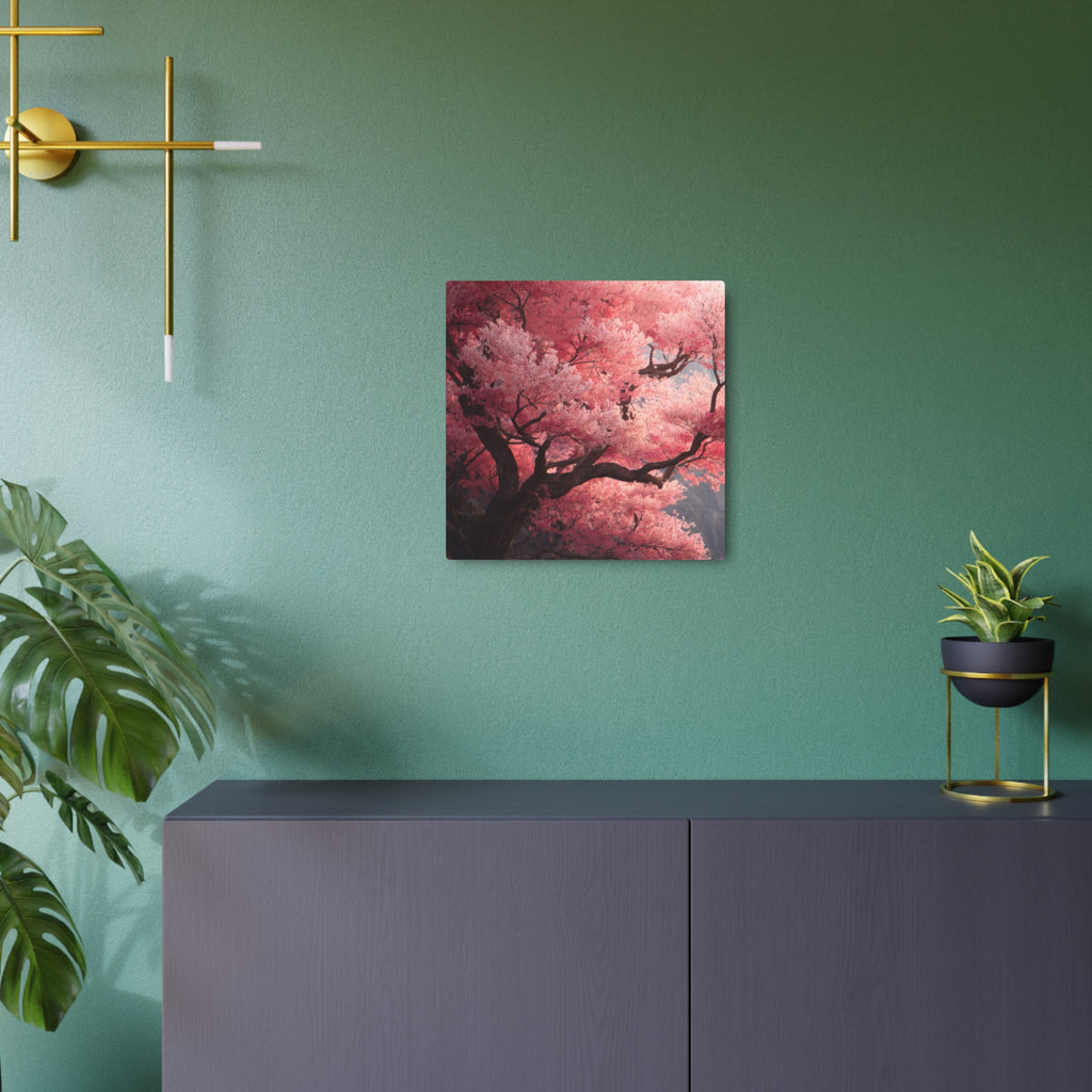 Cherry Blossom Metal Art Sign — Pink Sakura Wall Decor