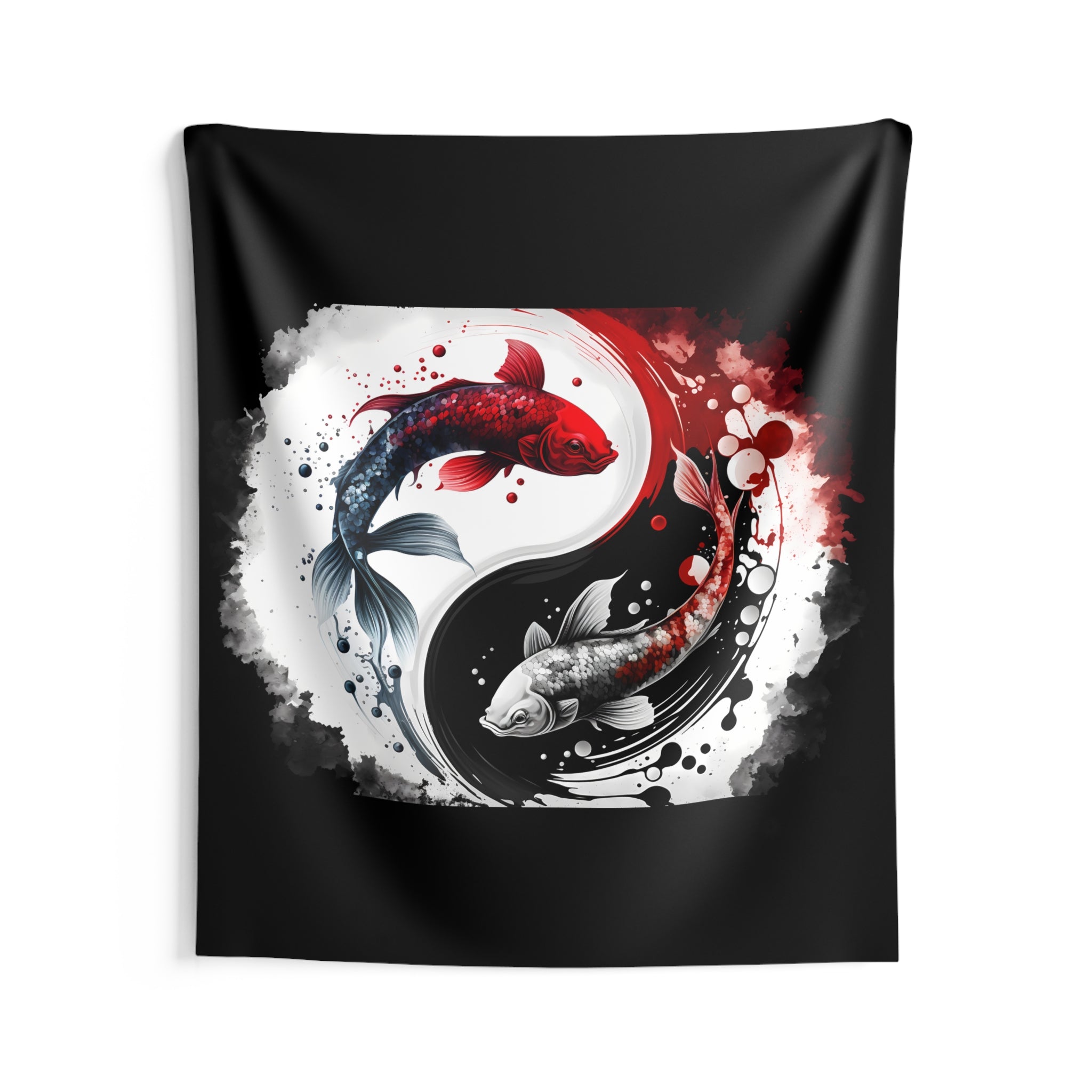 Yin Yang Koi Wall Tapestry — Red & Black Koi Fish Indoor Tapestry