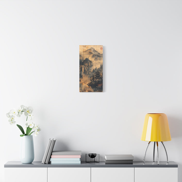 Zen Mountain Mist Canvas Art — Japanese Pagoda Landscape on Stretched Matte Canvas - The Art Hub