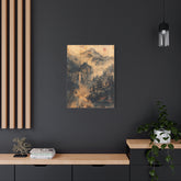 Zen Mountain Mist Canvas Art — Japanese Pagoda Landscape on Stretched Matte Canvas - The Art Hub