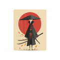 Samurai Metal Art Sign — Minimal Japanese Warrior Wall Decor with Red Sun