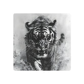 Tiger Metal Art — Dramatic Black & White Running Tiger Wall Decor - The Art Hub