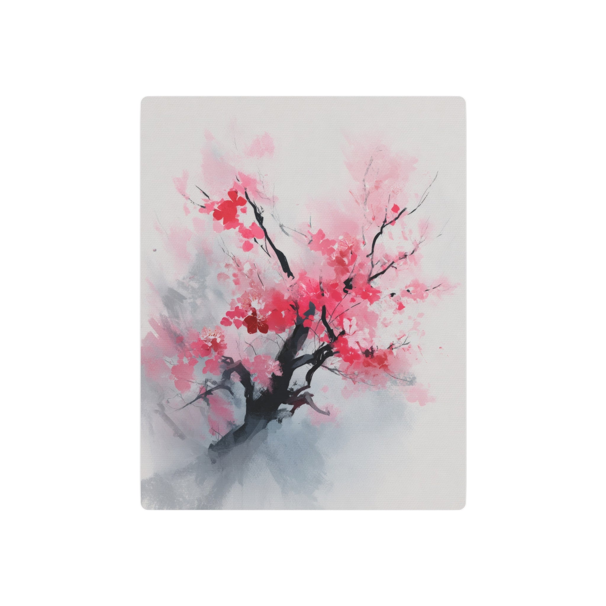 Cherry Blossom Metal Art Sign — Watercolor Pink Sakura Wall Decor