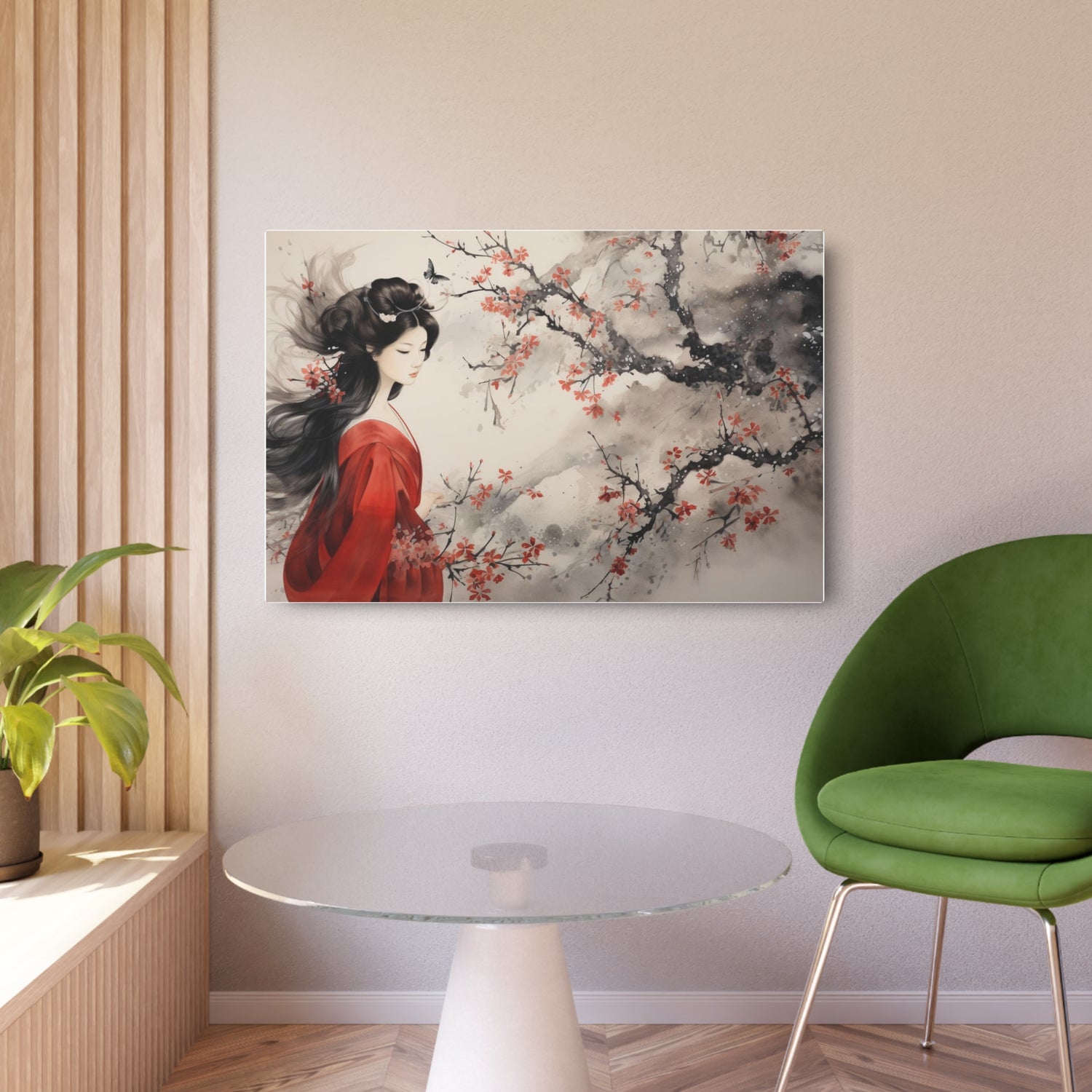 Geisha Cherry Blossom Metal Art Japanese-Inspired Wall Decor - The Art Hub