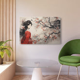 Geisha Cherry Blossom Metal Art Japanese-Inspired Wall Decor - The Art Hub