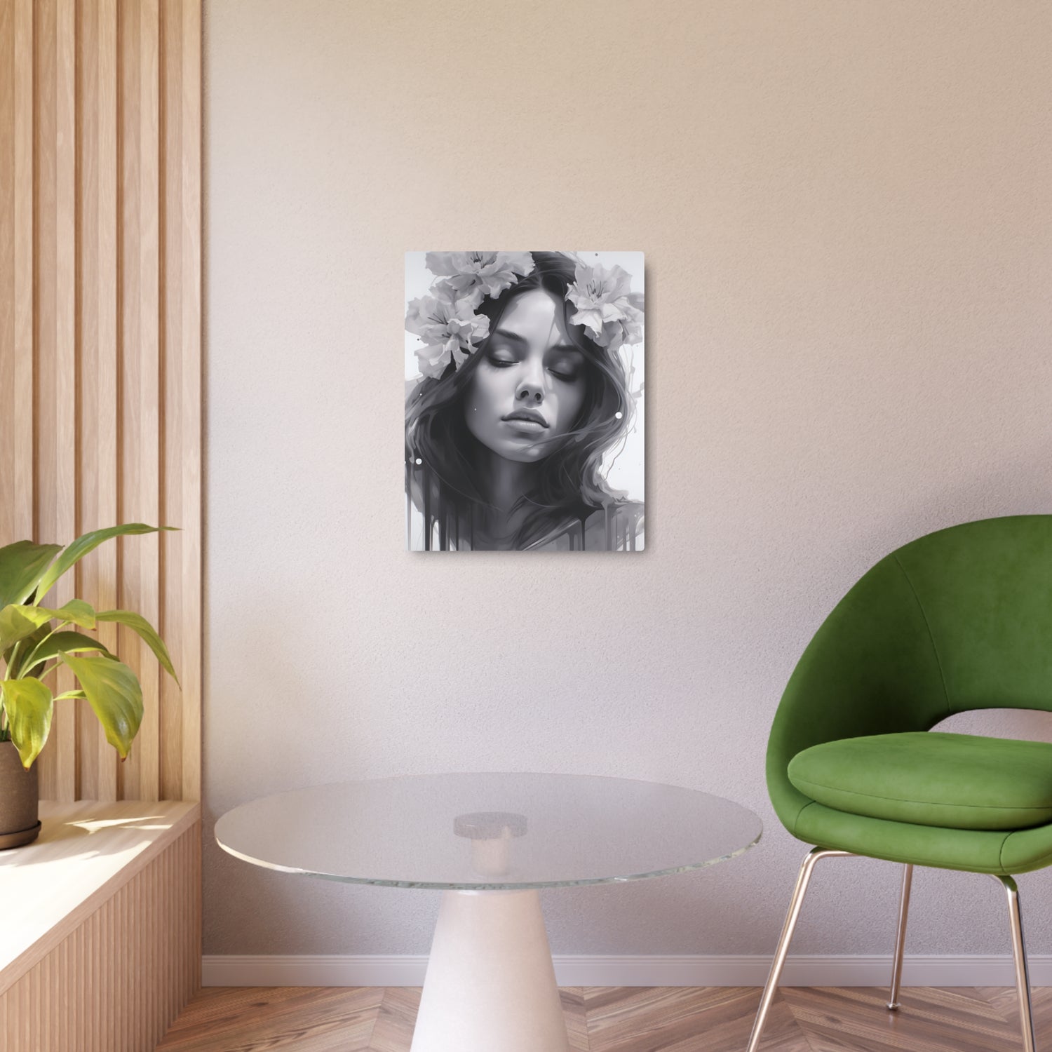 Metal Art — Beautiful Girl Floral Portrait Wall Decor - The Art Hub