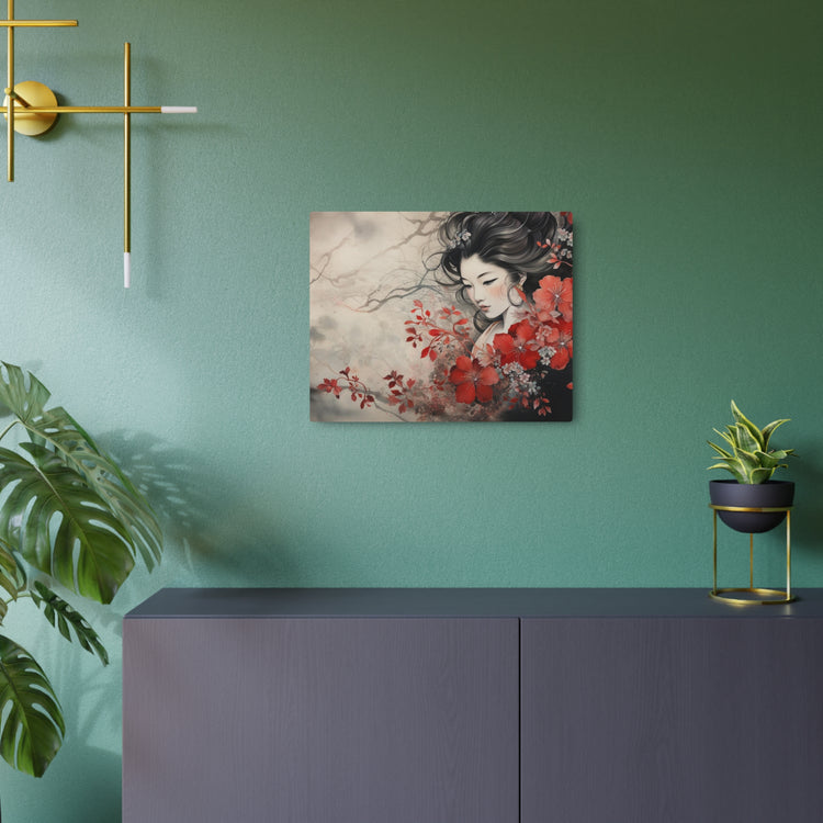 Oriental Geisha Metal Art Floral Japanese Wall Decor - The Art Hub