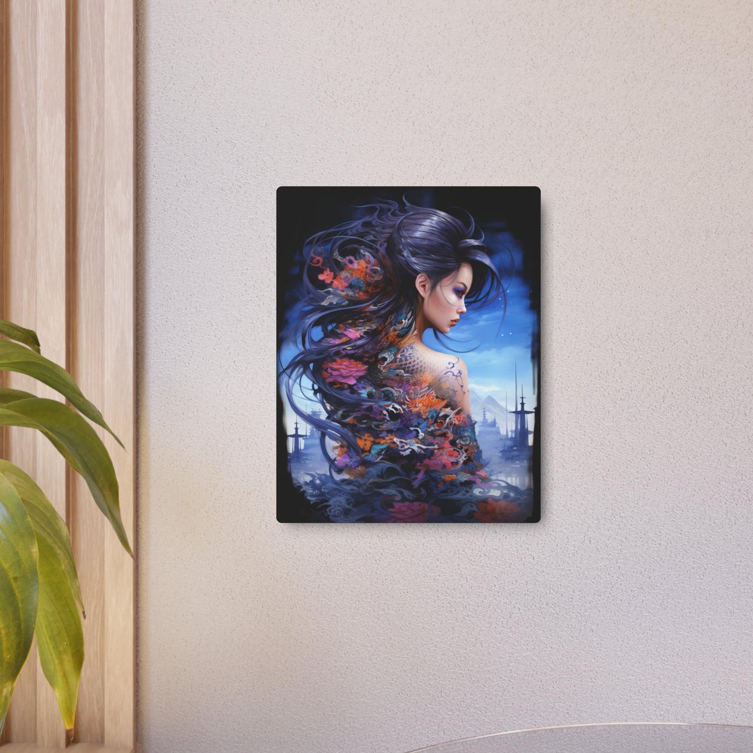 Metal Art — Ethereal Asian Fantasy Woman Wall Decor (Koi & Dragon Tattoo) - The Art Hub