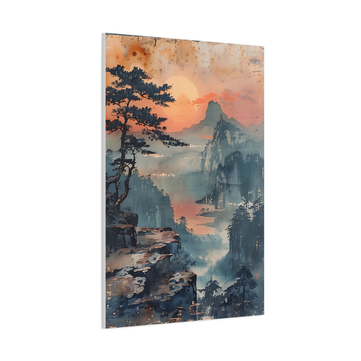 Sunset Mountain Landscape Canvas Print — Misty Pine Cliff Wall Art - The Art Hub