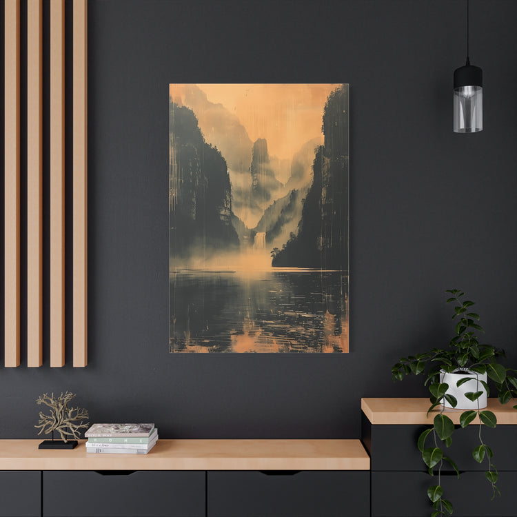 Chinese Landscape Art - Moody Mountain Lake Landscape Art - The Art Hub