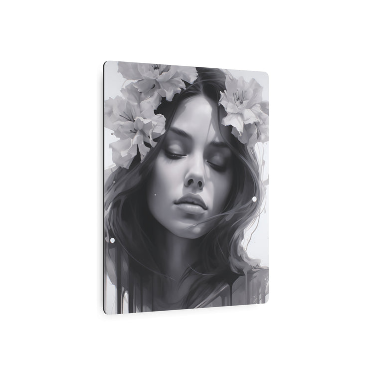 Metal Art — Beautiful Girl Floral Portrait Wall Decor - The Art Hub