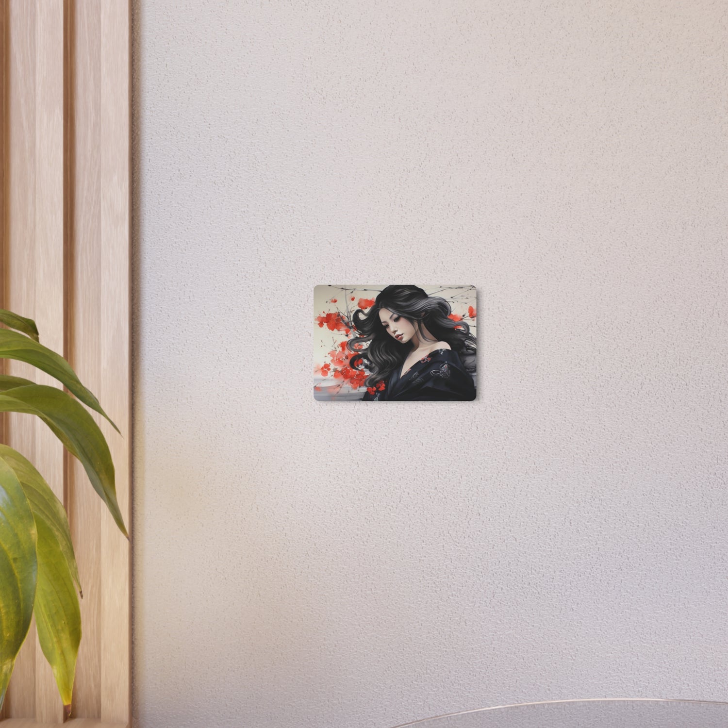 Metal Art Elegant Geisha Portrait Wall Art with Red Poppies | Asian-Inspired Decorative Metal Art - The Art Hub