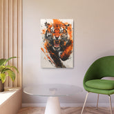 Roaring Tiger Metal Art Sign Vibrant Orange Wildlife Wall Decor - The Art Hub