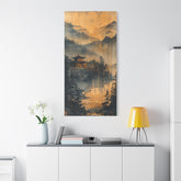 Golden Mist Mountain Landscape Canvas — Asian Pagoda Wall Art - The Art Hub