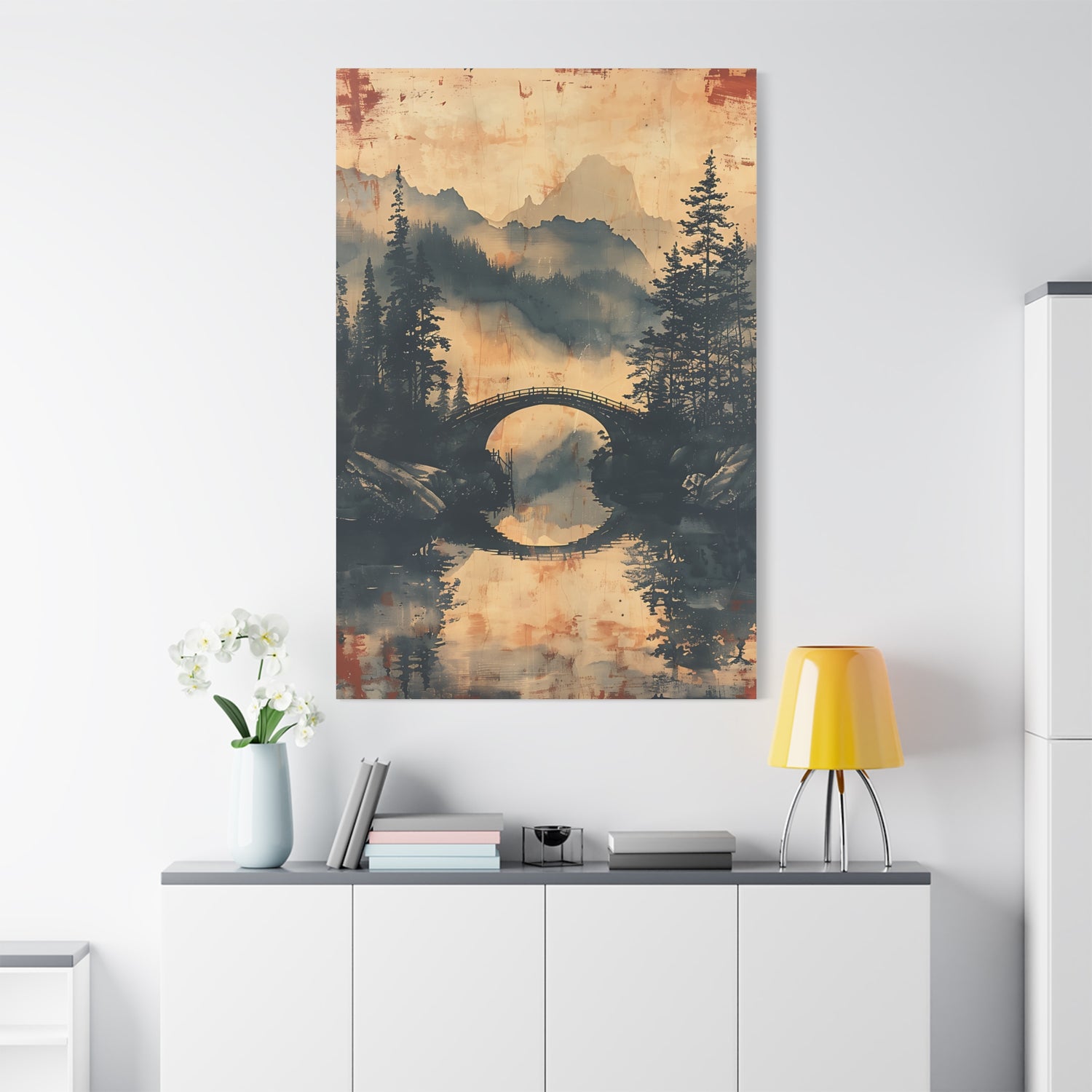 Chinese Landscape Painting Art — Misty Forest Landscape Matte Stretched Print - The Art Hub