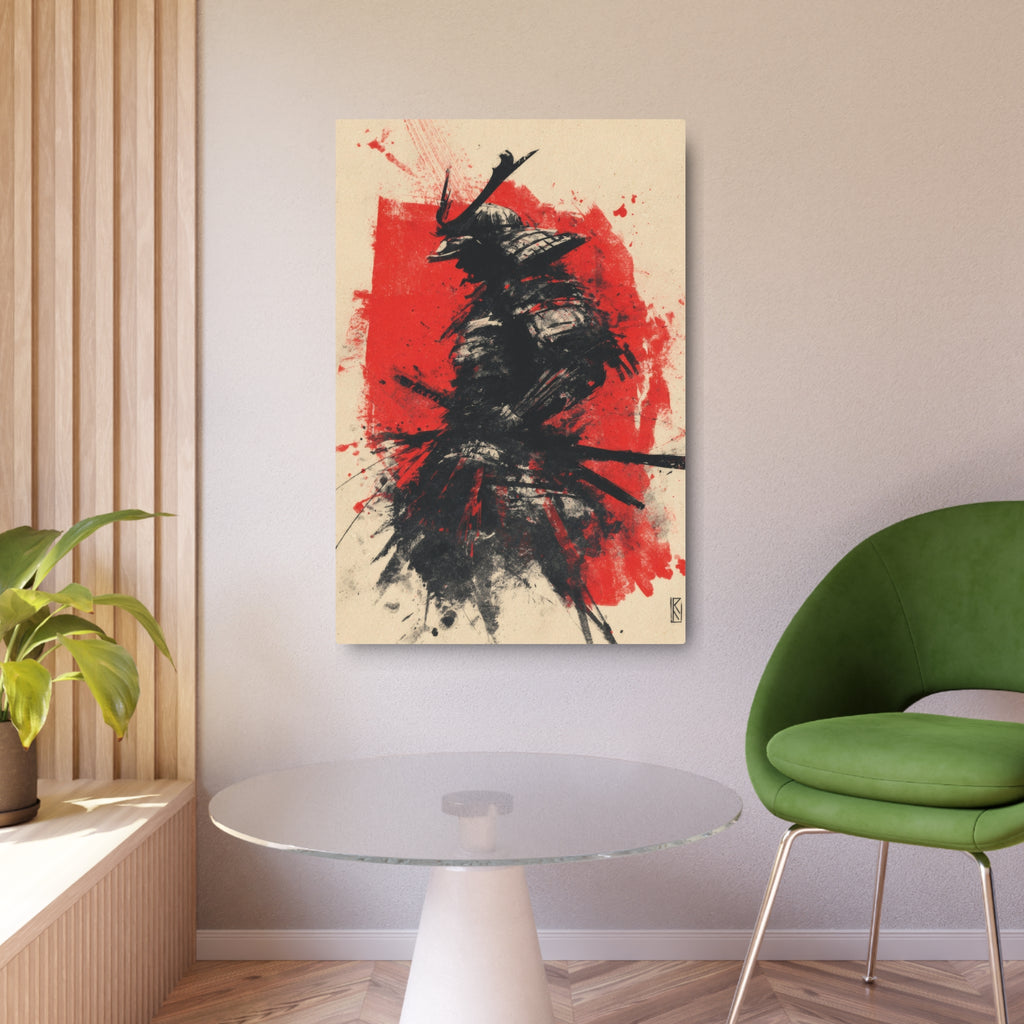 Samurai Ink Metal Art Sign – Japanese Warrior Wall Decor