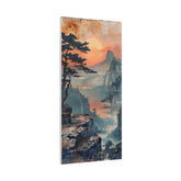 Sunset Mountain Landscape Canvas Print — Misty Pine Cliff Wall Art - The Art Hub