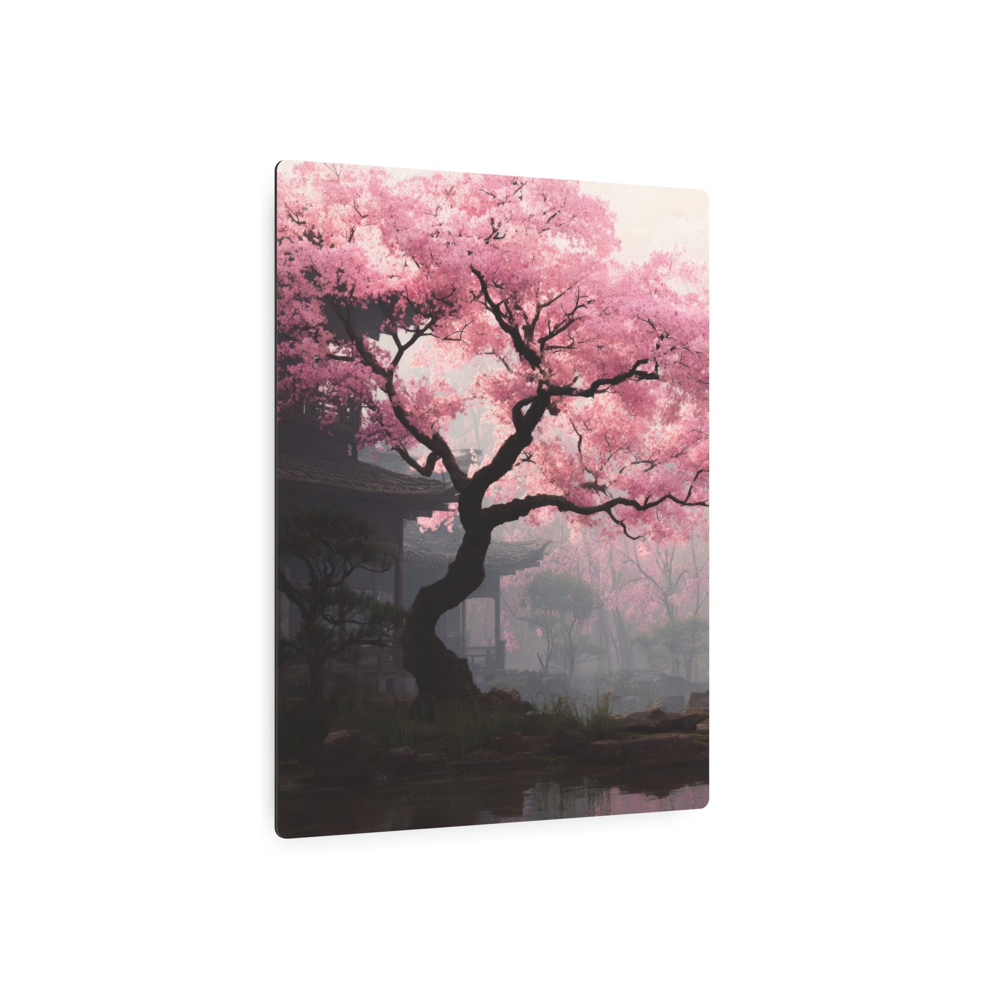 Cherry Blossom Metal Art Sign — Japanese Sakura Wall Decor